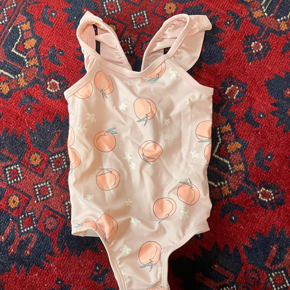 Carter's Little Planet Soft Pink Peach Girls One-Piece Swim - 18m